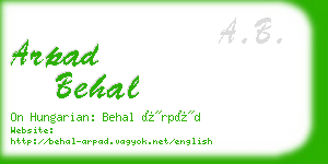 arpad behal business card
